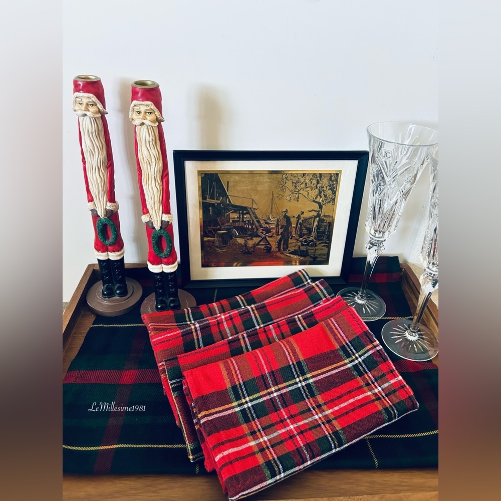 Vintage Set of 4 Red Tartan/Plaid Napkin